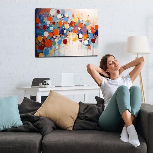 11 HOME Abstract Canvas Wall Art with Frame, 24x16 Inch Colorful Framed Wall Art, Paintings Pictures Wall Decor, Modern Home Decor Art Work for Living Room, Bedroom, Dining Room, Office in Saudi Arabia