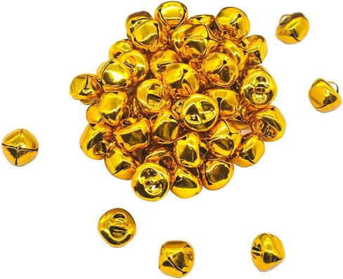 50 Pcs 25MM Christmas Jingle Bells Large Craft Bells Holiday Bells Christmas Tree Pendants Ornaments Festival Decorations Yellow in Saudi Arabia