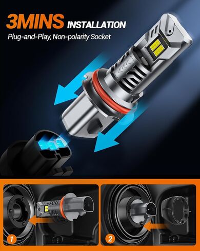 SEALIGHT 9005/HB3 Light Bulbs, 1:1 Design 28000LM Fog Bulbs with 14000RPM Cooling Fan, Plug-N-Play, Pack of 2 in Saudi Arabia