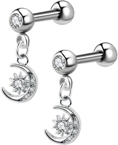 1 Pair 16G Cartilage Stud Earrings for Women Surgical Steel Helix Earrings Dangle Moon Star Butterfly Heart Cross CZ Hypoallergenic Tragus Couch Helix Piercing Jewelry in Kuwait
