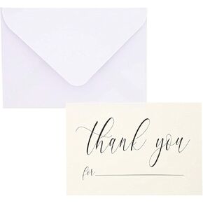 Mini Blank Thank You Gratitude Note Cards with Envelopes (3.7 x 2.5 In, 48 Pack)