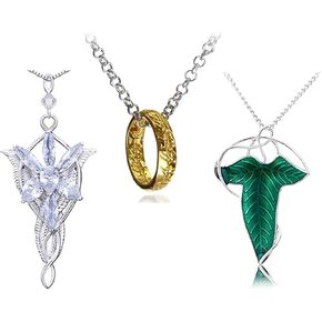 3 Set Lord Ring Leaf Pendant Chain Necklace Princess Chain neckalce Jewelry