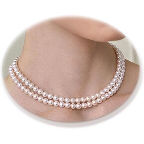 Pearl Standard Necklace for Women 6mm Pearl Choker Chain Necklace Gifts for Women Mom Grandma