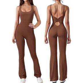 بذلة يوجا مضيئة للنساء من Tanou بأشرطة ورقبة مربعة بدون ظهر وقطعة واحدة للتمرين Bodycon Unitard