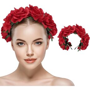 عصابة رأس على شكل تاج زهرة الورد المكسيكي من فريدا - غطاء رأس لعيد الهالوين لعيد الهالوين، غطاء رأس للحفلات التنكرية in Kuwait