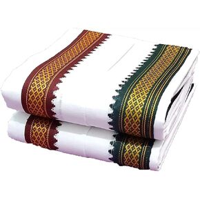 ASHIRWAD 100% Pure Cotton Gamcha Gomasa Stole Angocha Muffler Patka Soft with Border Color White Yellow Red Orange Bhagwa