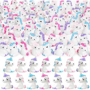 48Pcs Mini Resin Unicorn, Miniature Unicorn Figurines, Mini Resin Animals to Hide for Garden Landscape Aquarium Dollhouse Birthday Party Room Crafts Decor