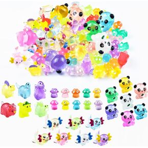HOMICO 69 PCS Luminous Mini Resin Animals Kit Include Mini Axolotl Mini Panda Miniature Dinosaur Figurines and Tiny Mushroom Tiny Resin Animals for Garden Micro Landscape Aquarium Dollhouse Decor