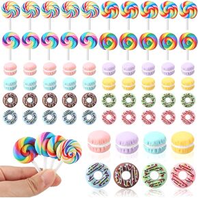 VioraWhite 60 Pcs Mini Christmas Decoration Miniature Fake Candy Decor for DIY Crafts Donut Macaroon Lollipop Cake Embellishment Xmas Tiny Candy Ornaments for DIY Craft Making Scrapbooking Supplies in Saudi Arabia