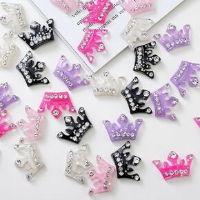 Chenkou Craft 30pcs Resin Flatback Crown Scrapbooking Mix Color 1"x 5/8"