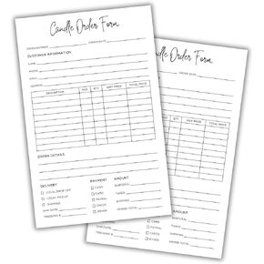 Candle Order Forms Hand Poured 50pk 5.5x8.5" Labels Minimalist Care Cards Warning Scent Write in Flameless Instructions Home Fragrance DIY Bulk Tins