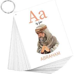 26 Pcs Bible ABC Flash Cards Christian Bible Verse Alphabet Cards KJV Version Religious Scripture Memory with Stainless Steel Ring for Preschool Sunday School Toys Basket Suffers