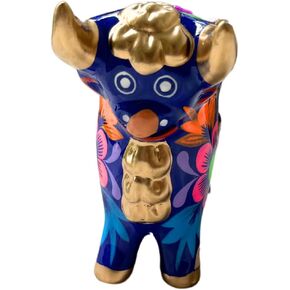 Handcrafted Black Peruvian Torito Pucara Bull, Ceramic Handcrafted Artisan Figurine Symbolizing Protection and Prosperity, Incense Holder, Compact Size Lucky Charm for Home Decor