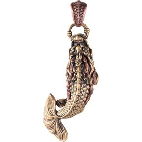 COPPERTIST.WU Dragon Fish Pendant for Necklace, Brass Charm Fish Keychain DIY Handmade Jewelry Gift Accessories for Men Women