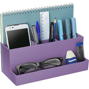 Acrimet Desktop Organizer - Multi Organizer Caddy Holder for Office, Home and School use (Plastic) (Solid Purple Color)
