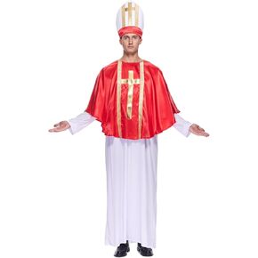 EraSpooky Men's Pope Costume Adult Halloween Priest Biblical Robes