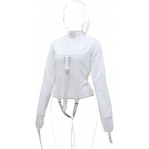 Leather Body Harness Straight Jacket Hand Cross Arm Guard Sleeve Adjustable Halloween Novelty Fancy Cosplay Costume