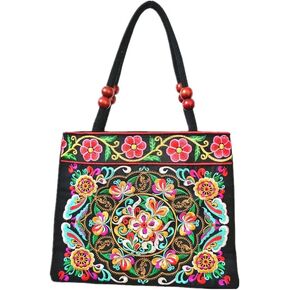 Embroidery Totes Bag Travel Beach Bag Vintage Embroidered Ethnic Women Floral Handbags Embroidered Purse Bag