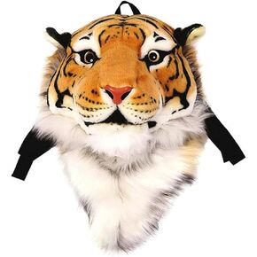 Backpack Stuffed Tiger Head 3D Simulation Personalised Lion Knapsack Shoulders Bag Animal Head Plush Rucksack (Lion Head)
