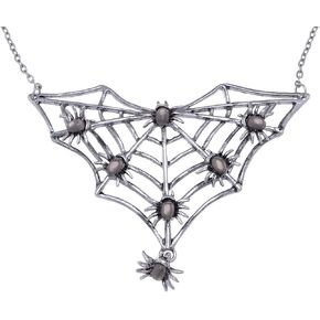 Alilang Gunmetal Tone Halloween Creepy Spider Web Bug Cutout Pendant Necklace