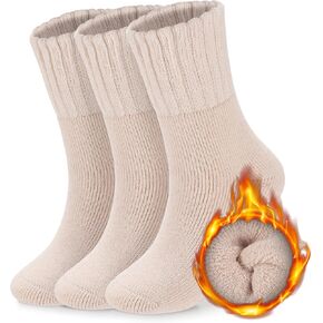 Forwe Boot Socks for Women Thermal Thick Winter Socks Knit Crew Socks Solid Color