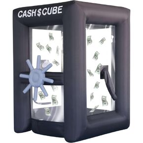 SAYOK PVC Inflatable Cash Cube Inflatable Cash Machine Inflatable Money Machine Booth Money Grab Machine for Promotion Advertising Events (NO BLOWERS Included)