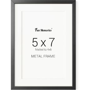 8x10 Inch Metal Picture Frame - Aluminum Photo Frames - 5x7 Mat - High Definition Tempered Glass - Ideal for Wall or Tabletop Display - Wall Hook Hanging Hardware Included - Black - Set of 1