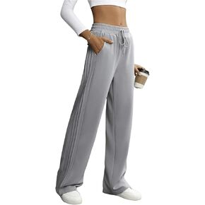 MakeMeChic Women's Drawstring Waist Pleated Pants Slant Pocket Straight Leg Trousers