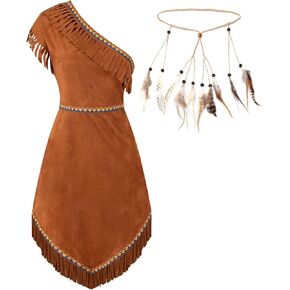 Halloween Native Costume Indian Costume Maiden Costume American Dress Outfit for Girls