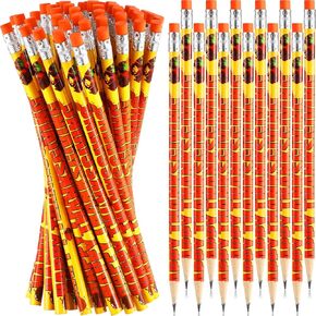 50 Pieces Thanksgiving Pencils Bulk Fall Themed Pencils with Erasers Wood Fall Pumpkin Turkey Pencils for Sketching and Drawing Class Reward School and Office Stationery Thanksgiving Party Favors