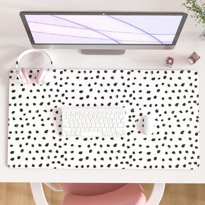 Colorful Star Boho Desk Mat, XXL Mouse Pad Desk Pad Boho Desk Accessories for Women Office Decor, Non-Slip Rubber Base Waterproof Leather Computer Desk Mat, Polka Dot Gaming Mousepad, 31.5" x15.7"
