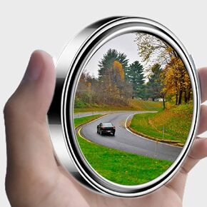 2pc 3" Adjustable large Round Stick-on Convex Spot Mirror, big HD Glass Convex Rear View Mirror,Strong Adhesive Blind Spot Mirror for Car, Van, SUV and Trucks (3"(75mm), Silver frame)