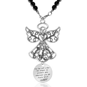 Angel Car Charm, for He Will Order His Angels to Protect You Wherever You Will Go, Psalm 91:11, Rear View Mirror Car Charm, Car Accessories for Women