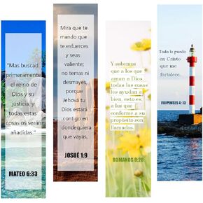 Spanish Christian Verses Bookmarks 2×8 inch Christian Bookmark Books of The Bible Bookmark Christian Gifts(Pack-40)