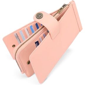 SENDEFN Womens Leather Wallet RFID Blocking Credit Card Holder Large Capacity with Zipper Pocket