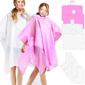 4 Pack Rain Ponchos for Adult,Reusable Raincoat Rain Jacket Rainwear Women Girls,with Disposable Waterproof Shoe Covers