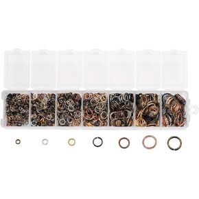 1370pcs Assorted 7 Sizes 3mm-10mm Round Open Jump Ring Split Rings Jewelry Findings Connector for Earring Bracelet Necklace Keychain Accessories (Black)