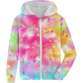 Fanient Girls Zip Up Hoodies Kids 3D Cool Casual Hooded Sweatshirts Hoody with Pockets 6-14 Years