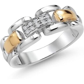 Gem Stone King Men's 925 Sterling Silver and 10K Yellow Gold White Lab Grown Diamond Band 2 Tone Ring | 7MM Width | Available in Size 5 to 13
