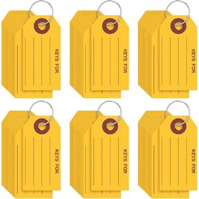 500 Pcs Key Tags with Rings 1.38 x 2.76 Inches Key Chain Tags Labels for Box Keychain Office Shop Car Supplies(Yellow)