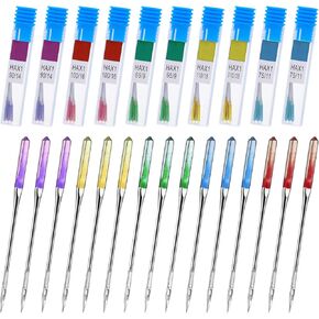PEOVLVN 30 Pieces Sewing Machine Needles, Universal Sewing Machine Needles in Sizes 65/9, 75/11, 90/14, 100/16, 110/18 Sewing Machine Accessories for Home Sewing Machine
