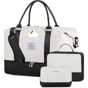 LOVEVOOK Travel Weekender Bag for Women, Large Carry on Overnight Bag with Shoe Compartment, Travel Duffle Bag Women, Yoga Gym Duffel Bag with Wet Pocket,Hospital Bags for Labor and Delivery,3 Pcs Set