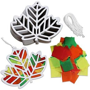 Kipp Brothers DIY Autumn Leaf Suncatcher Tissue Paper Craft- Great for Sunday School, Vacation Bible School, Classroom Projects & More (24 Per Pack)