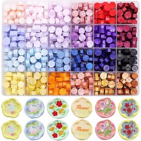 600 قطعة من خرز الشمع الملون المعدني المتنوع، WASOHLING 24 لونًا من خرز الشمع الختم لصنع أختام الشمع، ديكور لدعوة الزفاف على شكل حرف مغلف وختم زجاجة النبيذ (24 لونًا معدنيًا) in Kuwait