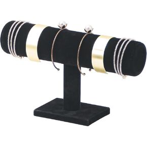 Bracelet Holder Stand, Detachable Bracelet Display Holder Stand, Velvet Bracelet Watches Organizer Rack, Hovering T-Bar Necklace Jewelry Display Stand for Home or Store Selling Show (Black Set1)