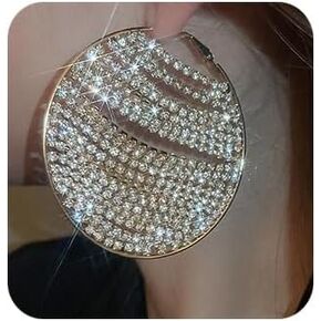 Tassel Zircon Rhinestone Circle Dangle Drop Earrings Sparkly Zircon Rhinestone Circle Stud Earrings Gold Plated Tassel Zircon Statement Earrings