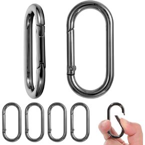 6 Pcs Oval Carabiner Snap Clip, Metal Spring Key Ring, Trigger Snap O Ring Hooks Clip Spring Keyring Buckle Heavy Oval Dog Tag Clips for Bags Purse Keychain Replacement