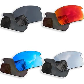 4 Pairs Anti-scratch Polarized Replacement Lenses for Oakley Flak 2.0 OO9295 Sunglasses, Retro Black+silver+blue+fire