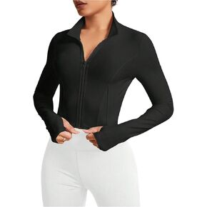 SweatyRocks Women's Slim Fit Workout Jackets Lightweight Long Sleeve Zip Up Athletic Shirts with Thumb Holes