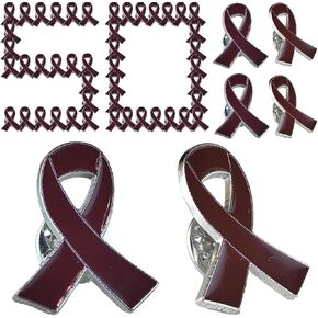 Burgundy Cancer Ribbon Pins Bulk 50 Pcs Multiple Myeloma Awareness Support Gifts Products Amyloidosis Brain Aneurysm Sickle Cell Anemia Migraine Meningitis Awareness Williams Syndrome